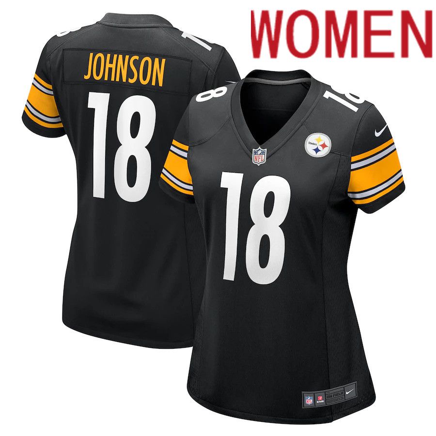 Women Pittsburgh Steelers 18 Diontae Johnson Nike Black Game NFL Jersey